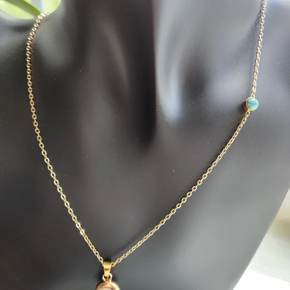 New Faux Turquoise Boho Pendant Necklace - Picture 3 of 4